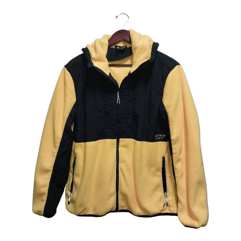 H&M Divided Yellow Black Colorblock Fleece Jacket Hoodie Women's Size M
